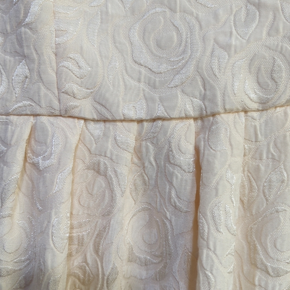 Cream Floral Jacquard V-Neck Fit & Flare‎ Cocktail Dress ID9596CH Mens Small 593 - Picture 2 of 8